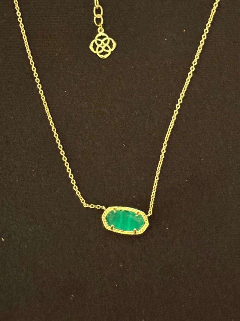 Kendra Scott Elisa Gold Emerald Green Necklace - Picture 4 of 10